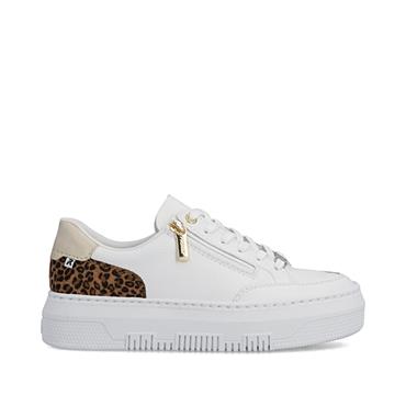 Rieker Platform Trainer With Side Zip - White Leopard